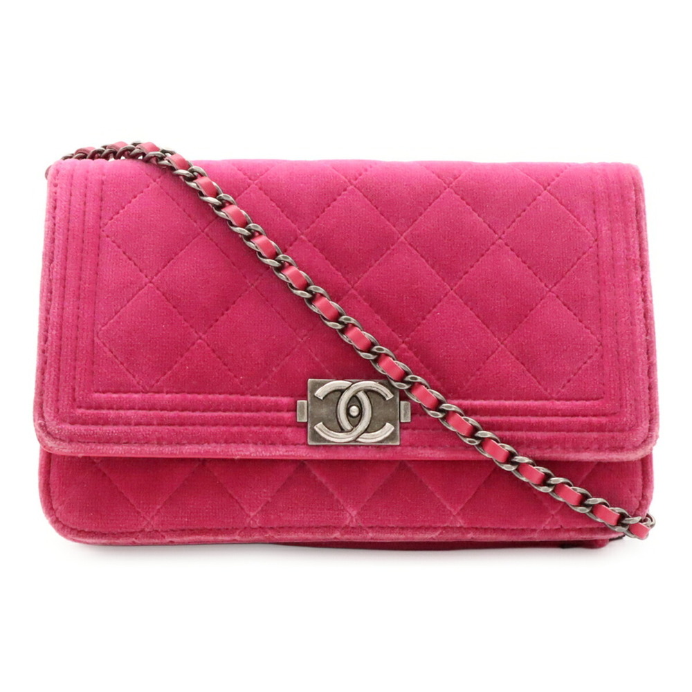 CHANEL Pink Leather Logo Shoulder Bag